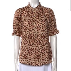 Apiece Apart Brown Floral Blouse